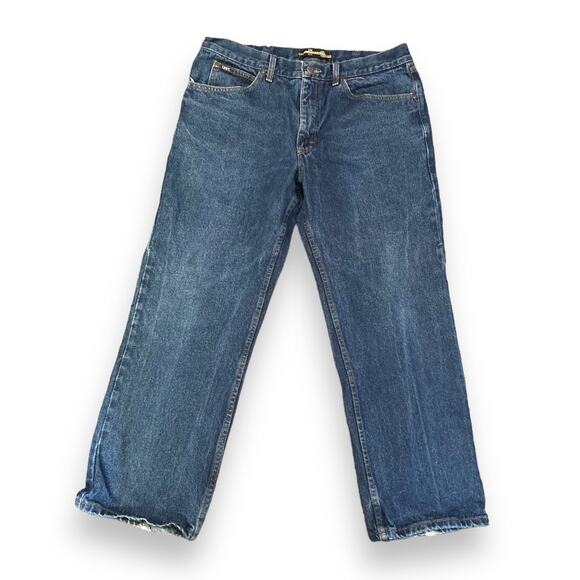 Mens Lee Blue Cotton Denim Boot Cut Regular Fit Work Utility Jeans Size 38x30 - Picture 1 of 16